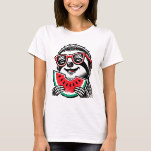 Cool Sloth Eating Watermelon T-Shirt