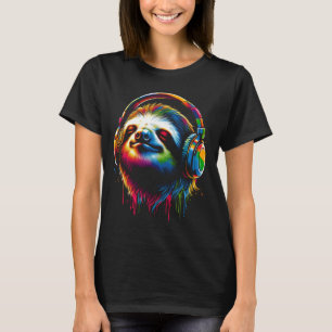 Cool Sloth Headphone Music Art Christmas Birthday T-Shirt