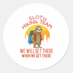 Cool Sloth Hiking Team Funny Lazy Backpacking Classic Round Sticker