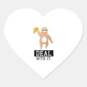 Cool sloth loves pizza heart sticker