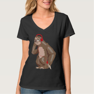 Cool Sloth Music Headphones Funny Earphones T-Shirt