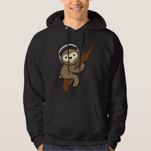 Cool Sloth Music Headphones Funny Hoodie