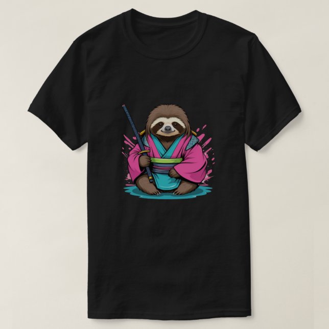 Cool Sloth Samurai T-Shirt – Unique and Fun Design (Design Front)