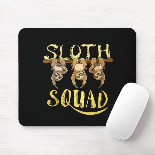 Cool Sloth Squad – Funny Lazy Animal Lover Design Mouse Mat (With Mouse)