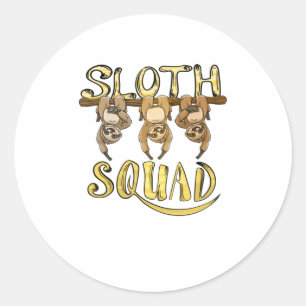 Cool Sloth Squad Funny Lazy Slow Animal Lover Classic Round Sticker