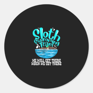 Cool Sloth Swimming Team Funny Animal Swimmer Classic Round Sticker