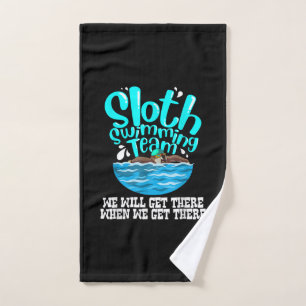 Cool Sloth Swimming Team Funny Animal Swimmer Hand Towel