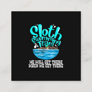 Cool Sloth Swimming Team  Funny Animal Swimmer Square Business Card