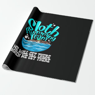 Cool Sloth Swimming Team Funny Animal Swimmer Wrapping Paper
