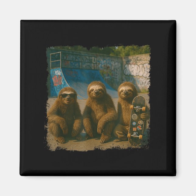 Cool Sloths Skatepark Vintage Photo  Magnet (Front)