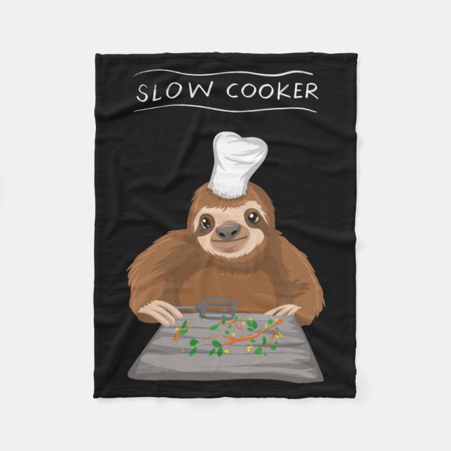 Cool Slow Cooker _ Funny Sluggish Cooking Sloth Fleece Blanket (Front)