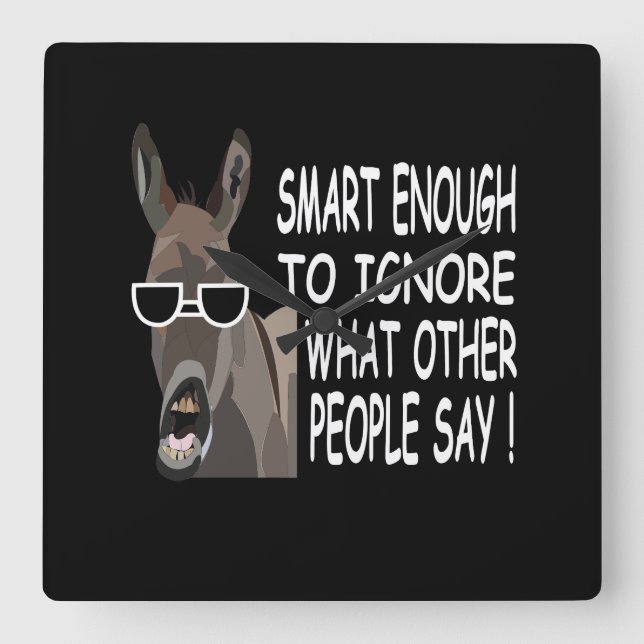 Cool Smart Donkey Square Wall Clock (Front)