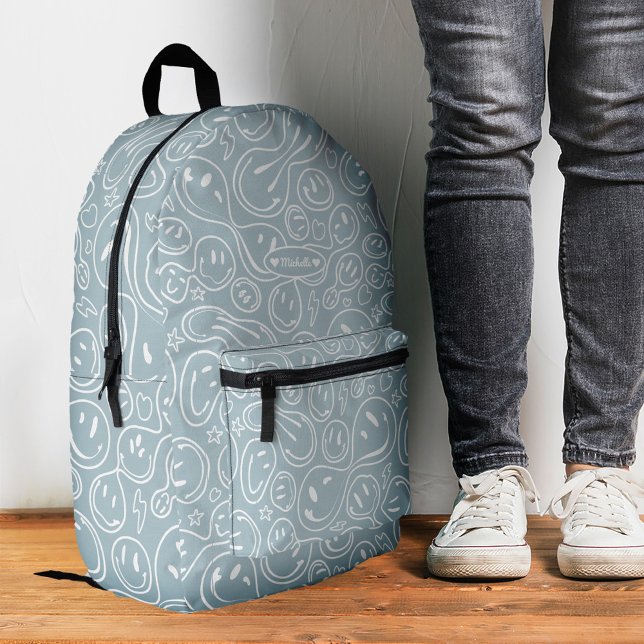 Cool Smile Blue Smiling Face Stylish  Printed Backpack (Cool Smile Blue Smiling Face Stylish Printed Backpack
)
