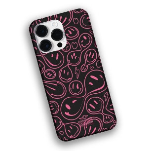 Cool Smiling Face Melting Smile Pattern Black Pink Case-Mate iPhone 14 Pro Max Case