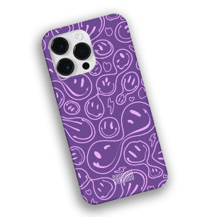 Cool Smiling Face Melting Smile Pattern Lavender Case-Mate iPhone 14 Pro Max Case