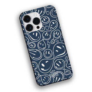 Cool Smiling Face Melting Smile Pattern Navy Blue Case-Mate iPhone 14 Pro Max Case