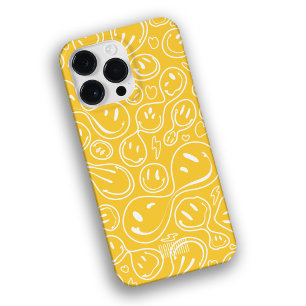 Cool Smiling Face Melting Smile Pattern yellow Case-Mate iPhone 14 Pro Max Case