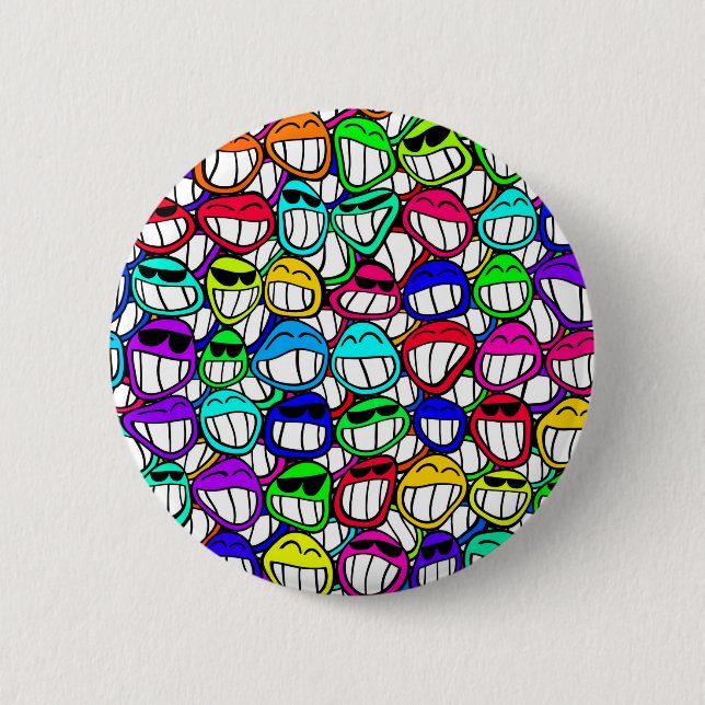COOL SMILING FACES GROUP 6 CM ROUND BADGE (Front)