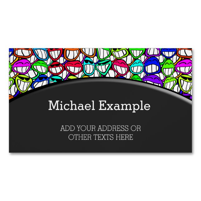 COOL SMILING FACES GROUP I + your idea Magnetic Business Card (Front)