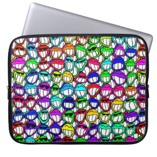 COOL SMILING FACES GROUP LAPTOP SLEEVE