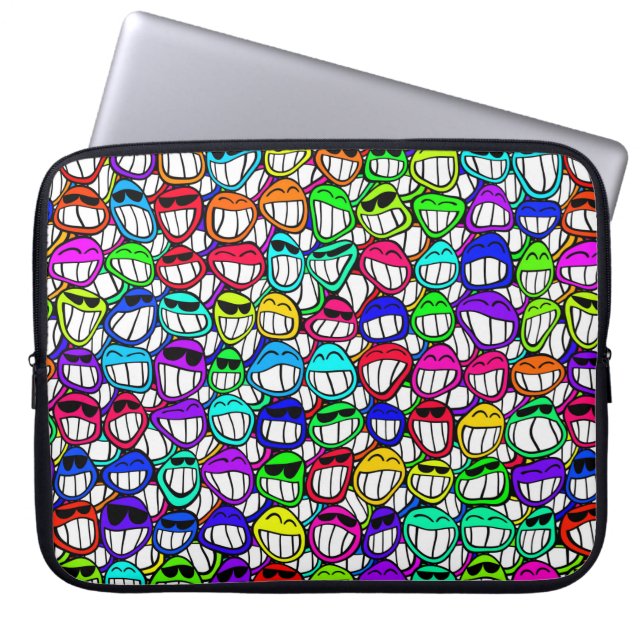 COOL SMILING FACES GROUP LAPTOP SLEEVE (Front)