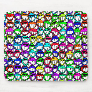 COOL SMILING FACES GROUP MOUSE MAT