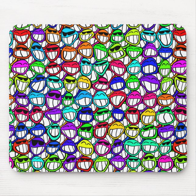 COOL SMILING FACES GROUP MOUSE MAT (Front)
