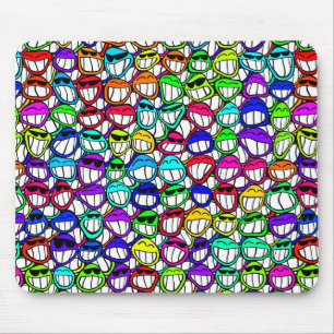 Cool Smiling Faces Mouse Mat