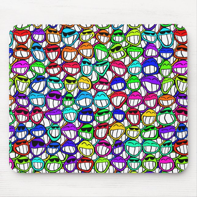 Cool Smiling Faces Mouse Mat (Front)