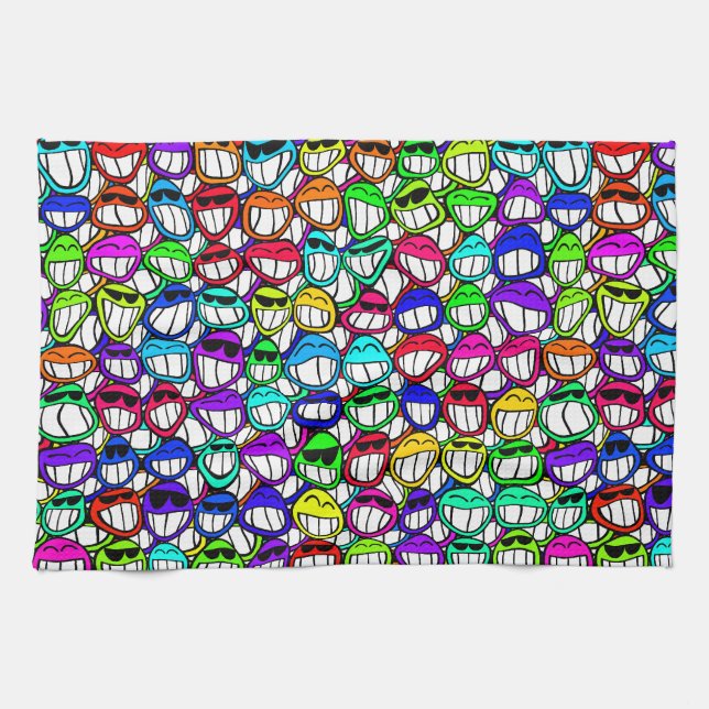 Cool Smiling Faces Tea Towel (Horizontal)