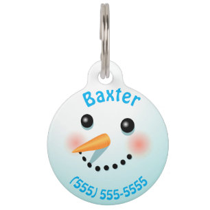 Cool Smiling Snowman With Carrot Nose Pet Tag