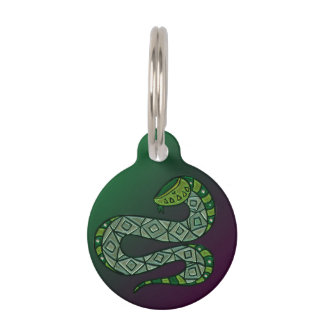 Cool Snake Metallised Tribal Art Pet Tag