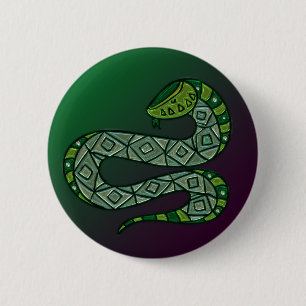 Cool Snake Metallized Tribal Art 6 Cm Round Badge