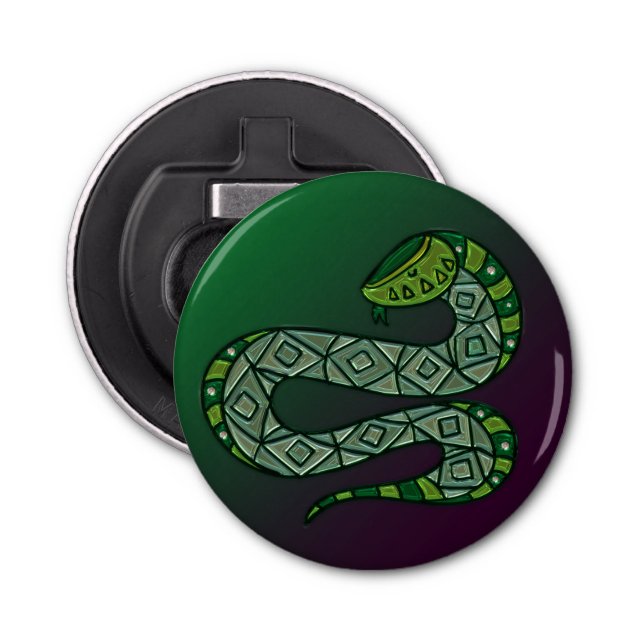 Cool Snake Metallized Tribal Art Bottle Opener (Front)