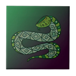 Cool Snake Metallized Tribal Art Tile