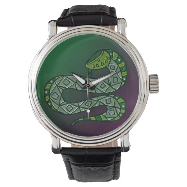 Cool Snake Metallized Tribal Art Watch (Front)