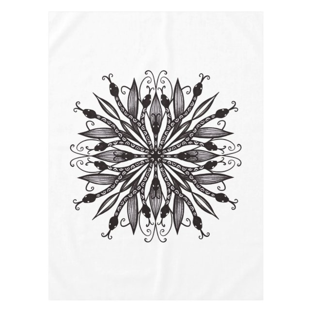 Cool Snakes Black And White Botanical Gothic Tablecloth (Front)