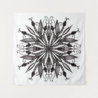 Cool Snakes Black And White Botanical Gothic Tapestry