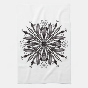 Cool Snakes Black And White Botanical Gothic Tea Towel