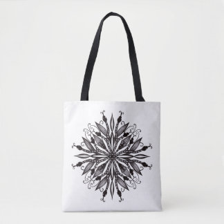 Cool Snakes Black And White Botanical Gothic Tote Bag