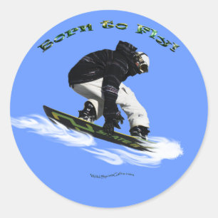 Cool Snow Boarder Winter Sports Theme Classic Round Sticker