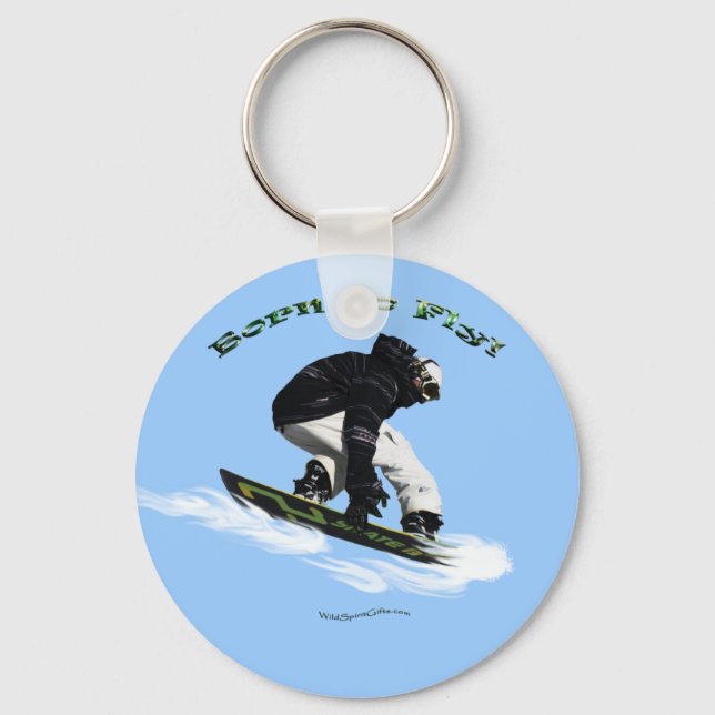 Cool Snow Boarder Winter Sports Theme Key Ring (Front)