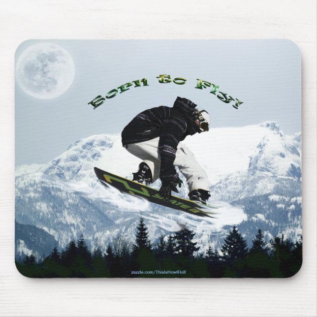 Cool Snow Boarder Winter Sports Theme Mouse Mat (Front)