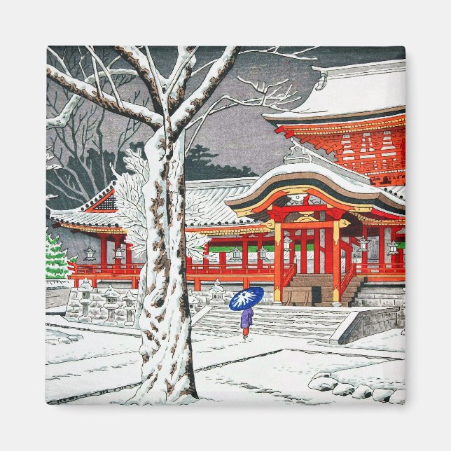 Cool snow in iwashimizu hachiman shrine kyoto magnet (Front)