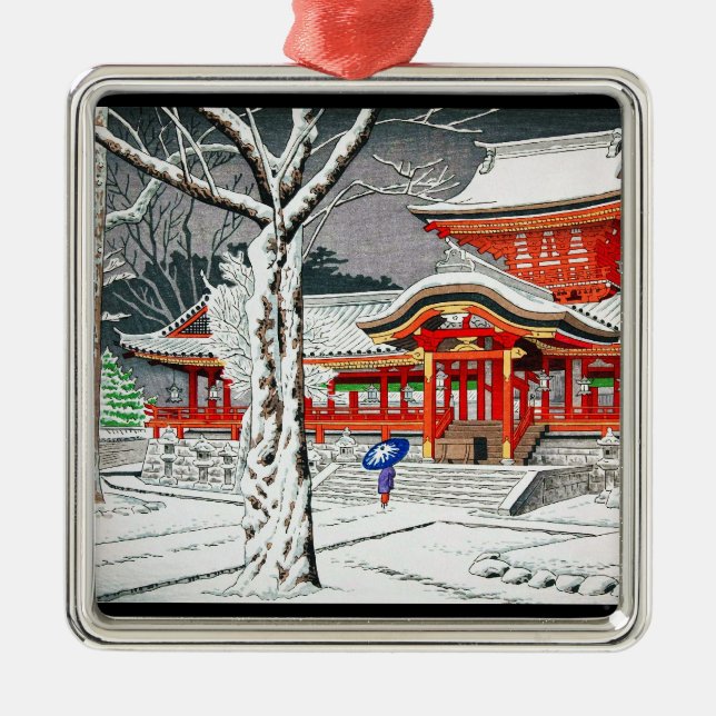 Cool snow in iwashimizu hachiman shrine kyoto metal tree decoration (Front)