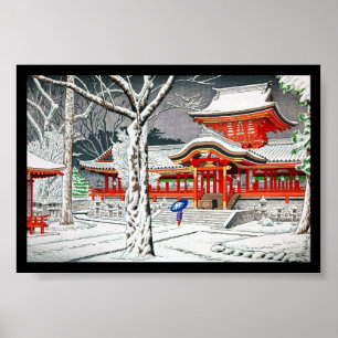 Cool snow in iwashimizu hachiman shrine kyoto poster