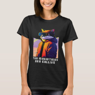 Cool Snowboard Cat For Men Women Ski Mountain Ski T-Shirt