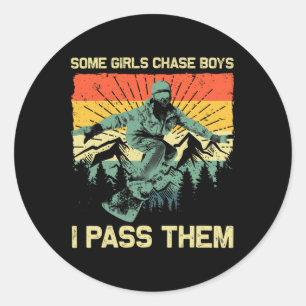 Cool Snowboard For Girls Kids Snowboarding Skiing  Classic Round Sticker