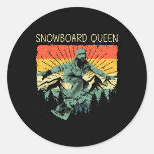 Cool Snowboard For Women Mum Snowboarding Skiing S Classic Round Sticker