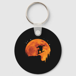 Cool Snowboard Snowboarder Cliff Jump To The Moon Key Ring